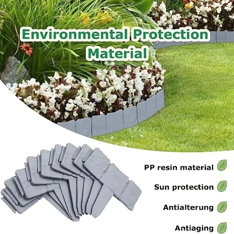 Assembleable Imitation Stone Plastic Fence10Packaged Outdoor Flower Bed Decorative Fence Villa Courtyard Border Garden Decorativ