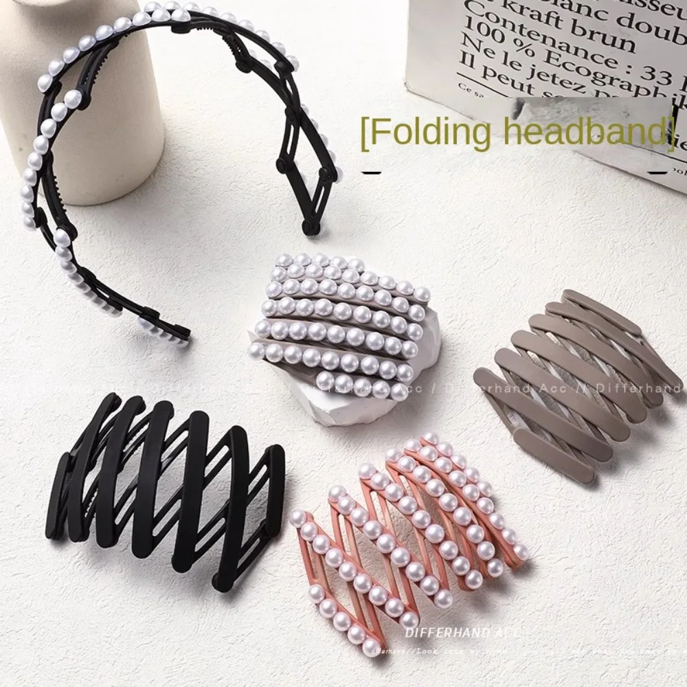 Versatile Rhinestone/Pearl Hair Hoop Hair Accessories Extendable Hairbands Styling Tools Headwear