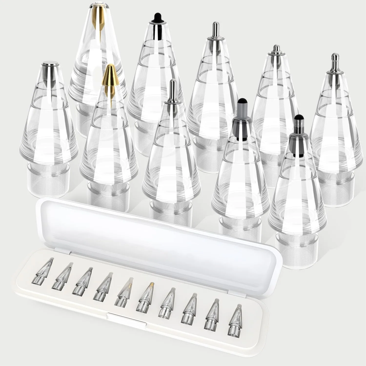 

10 Pack Hybrid Replacement Pencil Tips with Storage Case, High Sensitivity for Drawing & Note-Taking
