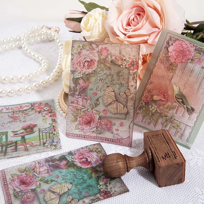 30 Stück/Packung Collagenmaterial, exquisite Mode, Notizblock, klassisches High-End-Papier, 8 Stile, Blumen und Sterne, Dekoration