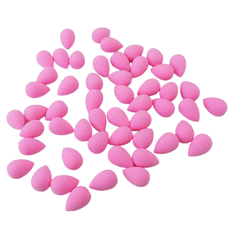 50 pezzi mini spugna di bellezza uovo goccia d'acqua piccolo trucco uovo soffio di polvere strumenti cosmetici combinati asciutti e bagnati con scatola di immagazzinaggio