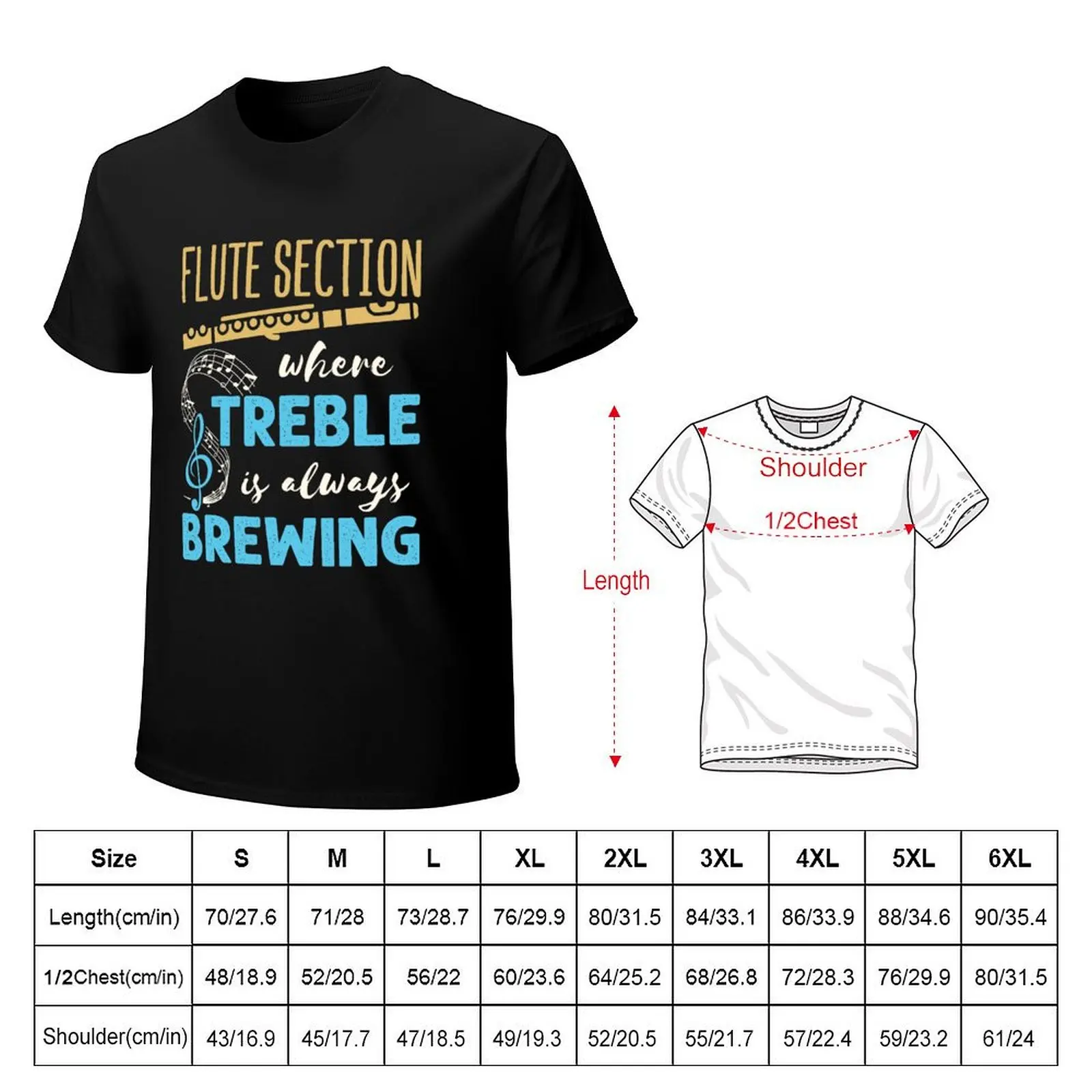 Flute Section Where Treble Is Always Brewing T-Shirt Basic Plain Short Sleeve Crew Neck Tee