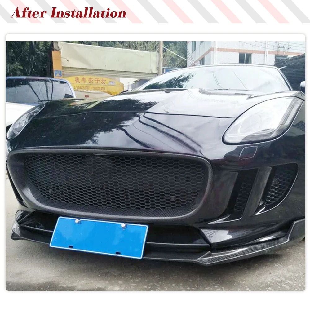 Carbon Fiber Front Grille Cover Replacement Tools Accessories Car Body Kit For Jaguar F-TYPE 2013 2014 2015 2016 2 Door Coupe
