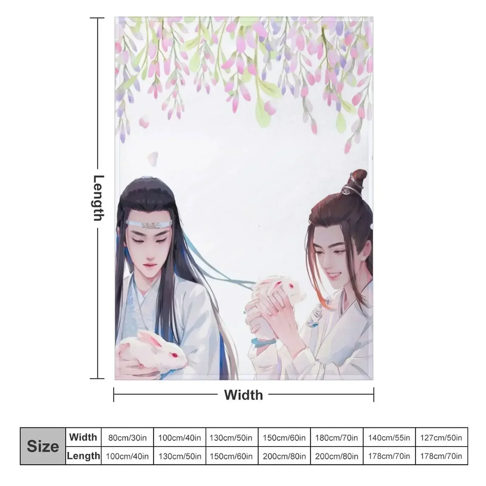 Wangxian in Gusu lan with his rabbits Throw Blanket couch cozy soft plush fuzzy picnic outdoor blanket