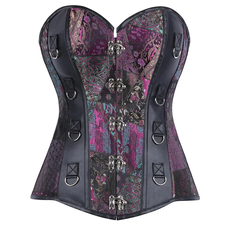 Steampunk Overbust Corset Retro Gothic Clothing Women Clubwear Bustiyer Corselet view 4