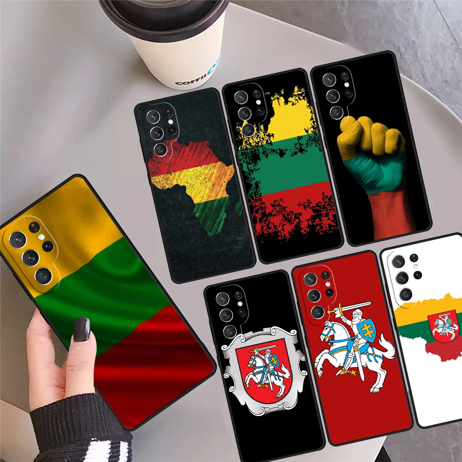 Lithuania Flag Emblem Distressed Phone Case Cover For Samsung Galaxy S24 Ultra 23 S22 Plus S21 FE S20 S8 S9 S10 Note 10 Pro 20