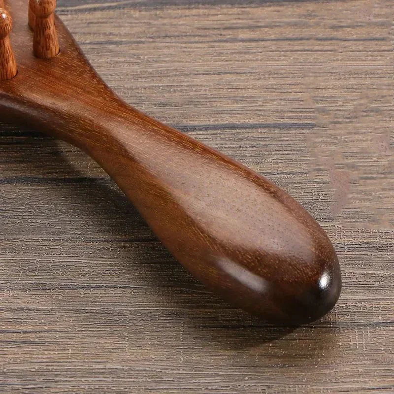 الذهبي خشب الصندل مشط رئيس ميريديان أمشاط خشب الصندل الطبيعي مقبض طويل مشط متعدد الوظائف إدراج تدليك الأسنان مشط 22 الأظافر #5