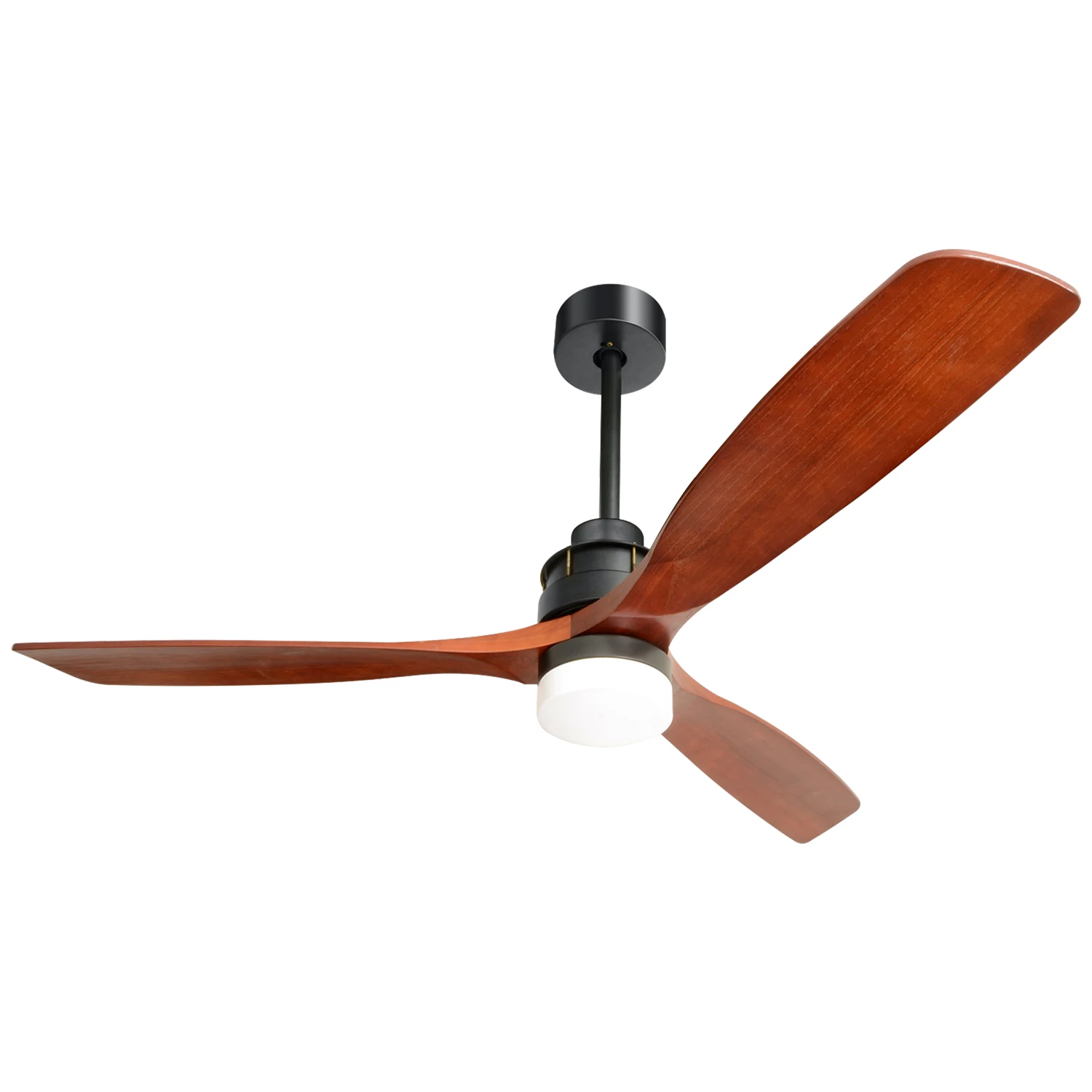 Hot wholesale Indoor 15w light home use motor 6 speeds wood blade ceiling fan with led light