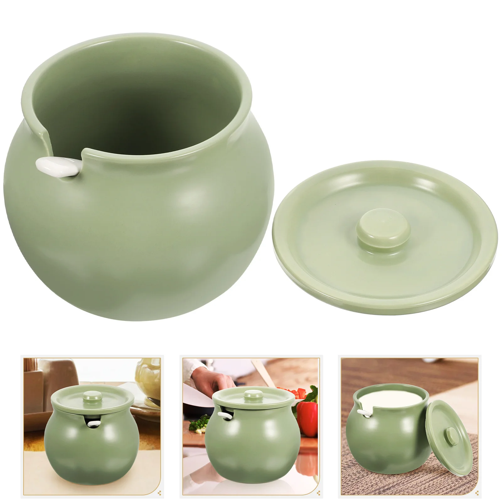 

1Set Ceramic Condiment Jar with Lid Large Capacity Kitchen Lard Container Oil Storage Jar for Home Restaurant Use