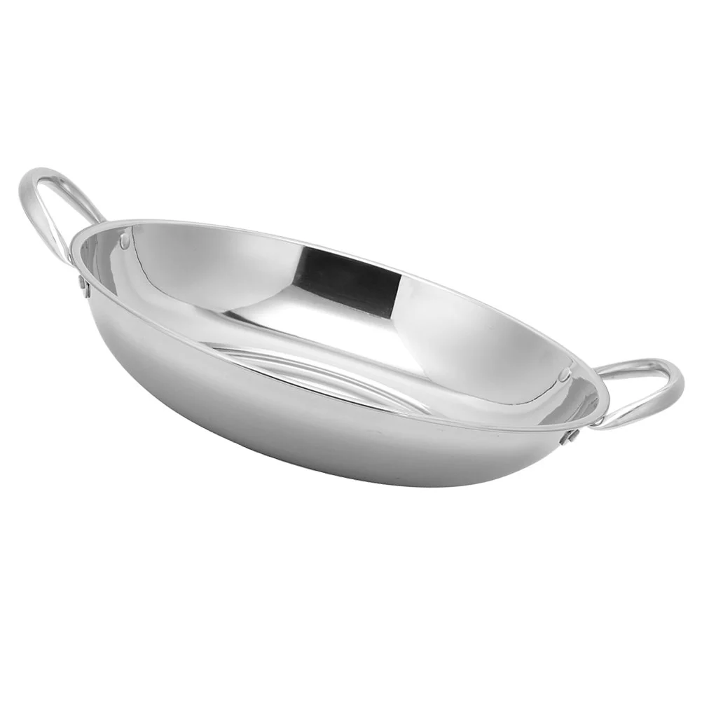 

Pan with Lid Stainless Steel Pot Kitchen Stuff Hot Household Skillet Plate Silver Home Accessory