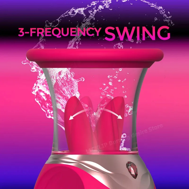 Women 18+ LICKLIP Vacuum Sucker Tongue Licking Vibrator with Sucking Cup Nipple Massager Clitoris Stimulator Rose Sex Toys for