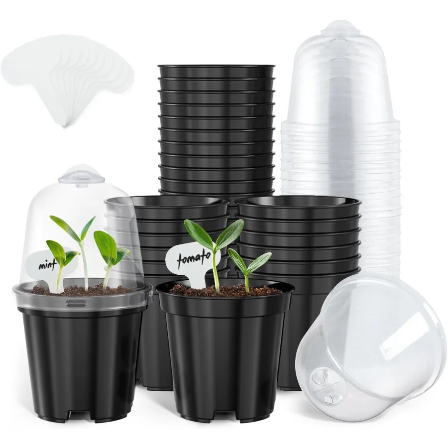 

Nursery Pots for Plants3 Inch Plant Pot for Planting with Humidity Domes Plastic Seedling with Drainage Holes Seed Starter Flow