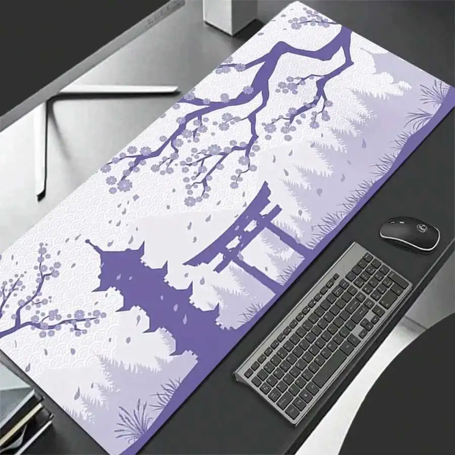 Large Lockedge Gaming Mouse Pad Sakura Torii Japanese Style Desk Mat XXL Keyboard Pad For Computer