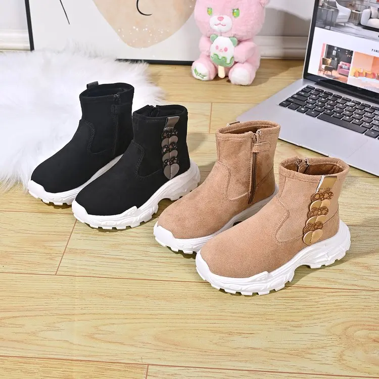 

Toddler Boots Fall Winter 2026 kid's Soft-Soled Boots Black & Khaki Lightweight Casual Shoes for Boys & Girls (Sizes EU 22-29)