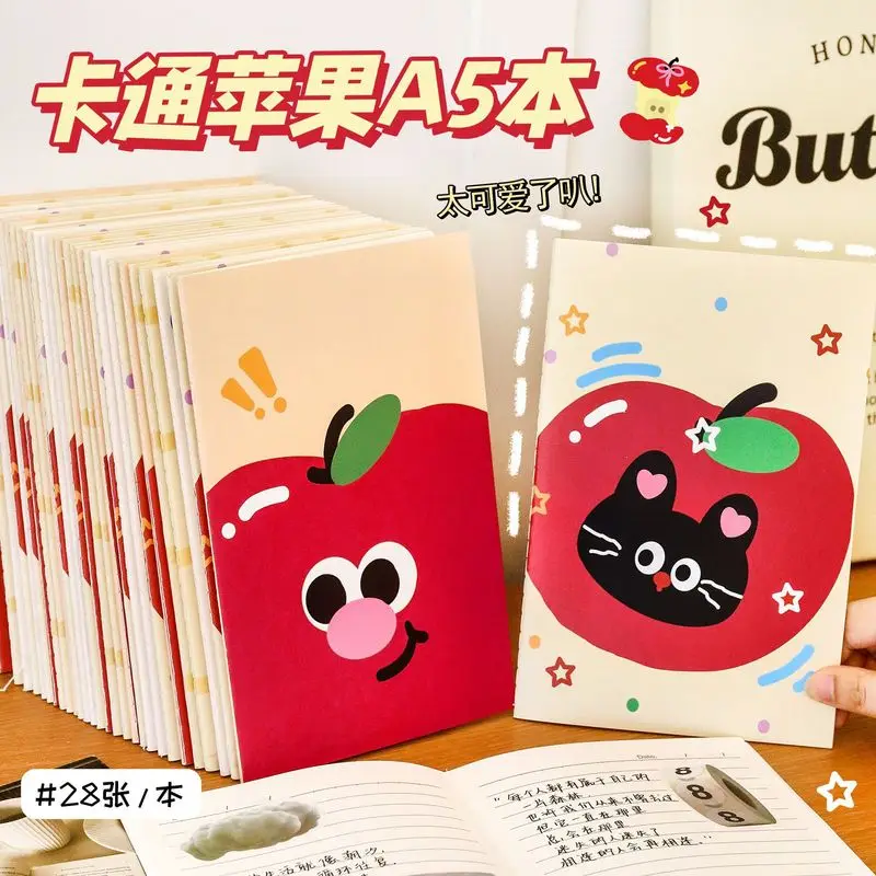 Kawi ins cartoon apple a5 stitch notebook student cute small gift planner stationery notebook ins cartoon apple a5 stit