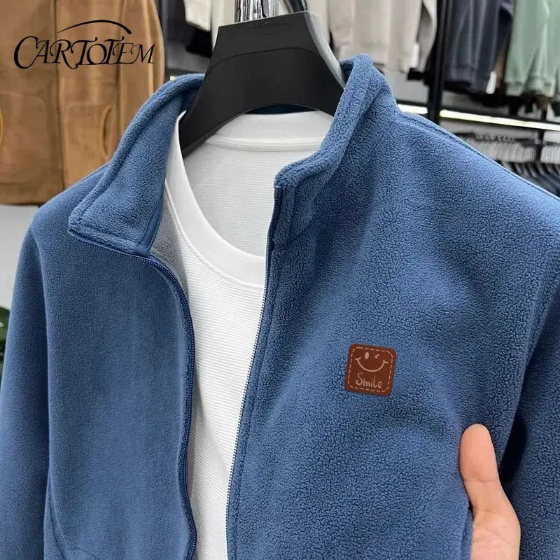 

Мужская флисовая куртка с двусторонней флисовой подкладкой и утолщенным флисовым кардиганом с капюшоном для улицы