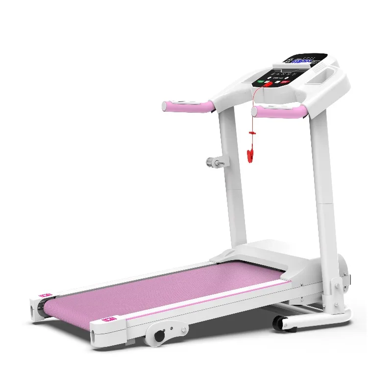 Manual Pink Electric Foldable Treadmill with LED Screen Machine for Running and Fitness Convenient Handle Bar