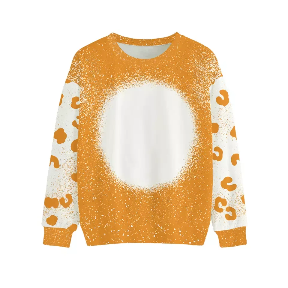 Zachte sublimatie blanco polyester T-shirts met lange mouwen Trui Dames Paarkleding Ronde hals voor aangepast ontwerp Kerstcadeau