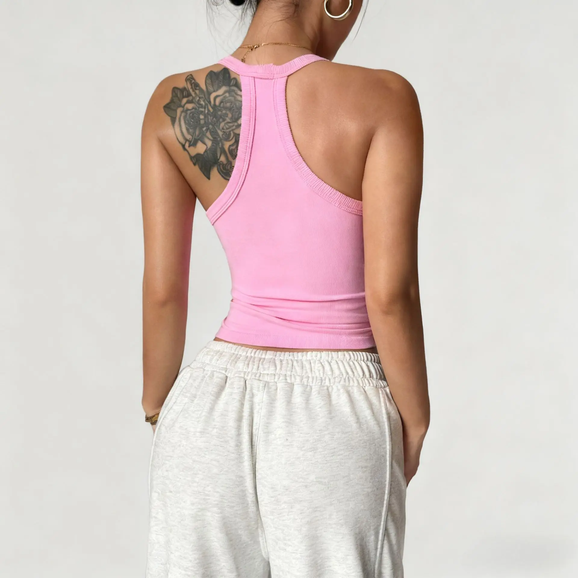 Gutashye Women Slim Seamless Yoga 2Pcs Set Cami Racerback Sports Bra And Yoga Shorts For Outdoor Gym Workout Sports