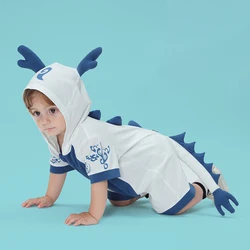 Korean Kawaii White Dragon Boy Girl Bodysuit Baby Clothes Rompers Cotton Summer Newborn Baby Onesie Toddler Jumpsuit Playsuit