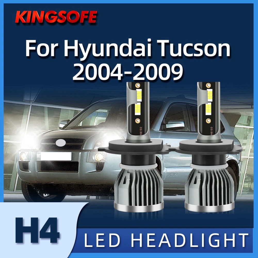 KIONGSOFE 2PCS Led Car Headlight H4 Bulbs Auto Lamp Super Bright 6000K For Hyundai Tucson 2004 2005 2006 2007 2008 2009