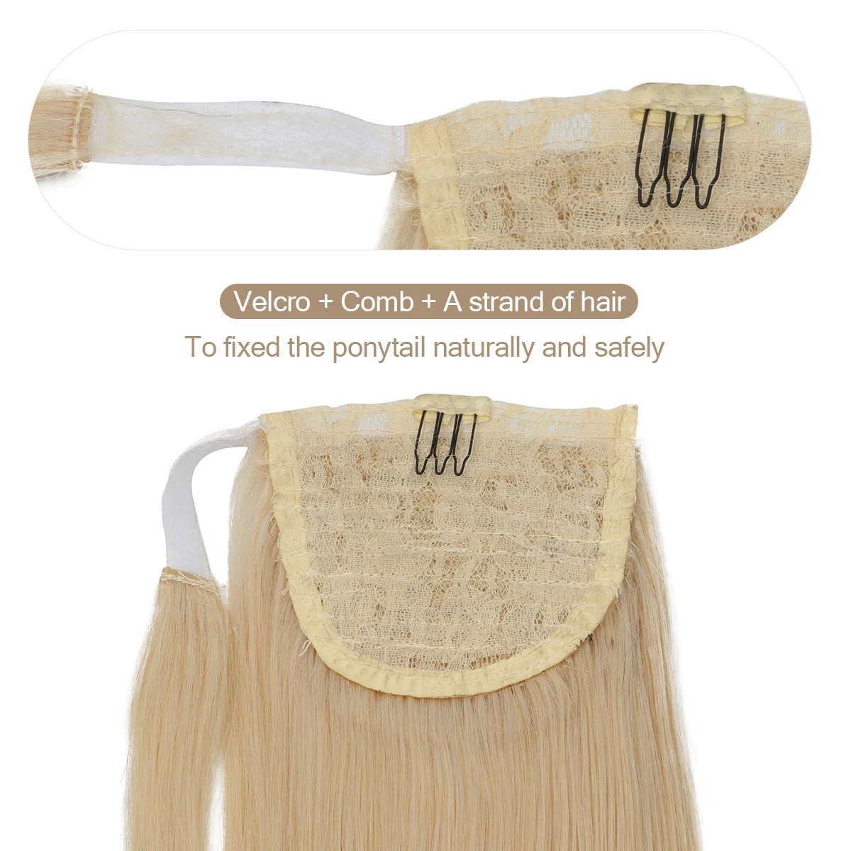 ポニーテール人毛ラップアラウンドスギナストレートブラジリアン100%レミー人毛ポニーテールエクステンション14-24インチ