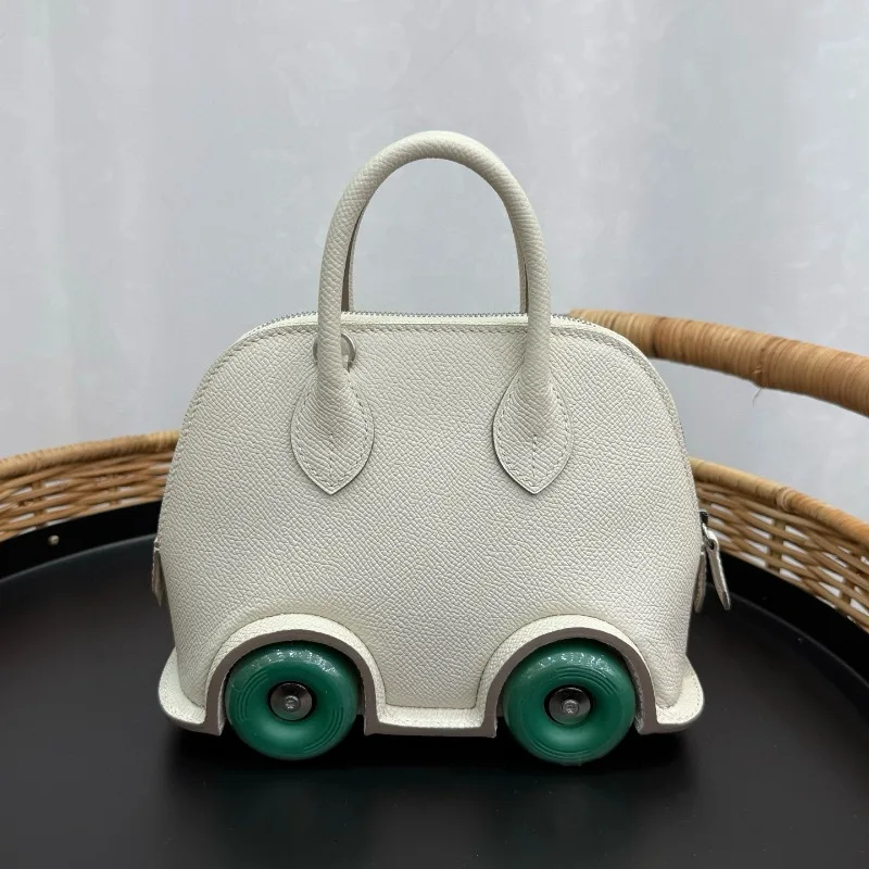 Hand sewn handbag single shoulder crossbody wheel bag cute ep leather new shell bag