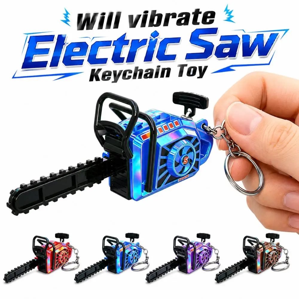 Plastic Electric Saw Keychain Pull Rope Clockwork Power Saw Bag Pendant Portable Realistic Logging Saw Gift Key Decor