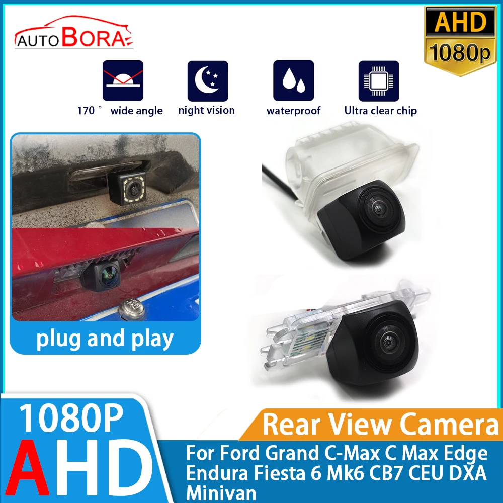 

ZhuCamX Reverse Parking Car Rear View Camera AHD 1080P for Ford Grand C-Max C Max Edge Endura Fiesta 6 Mk6 CB7 CEU DXA Minivan