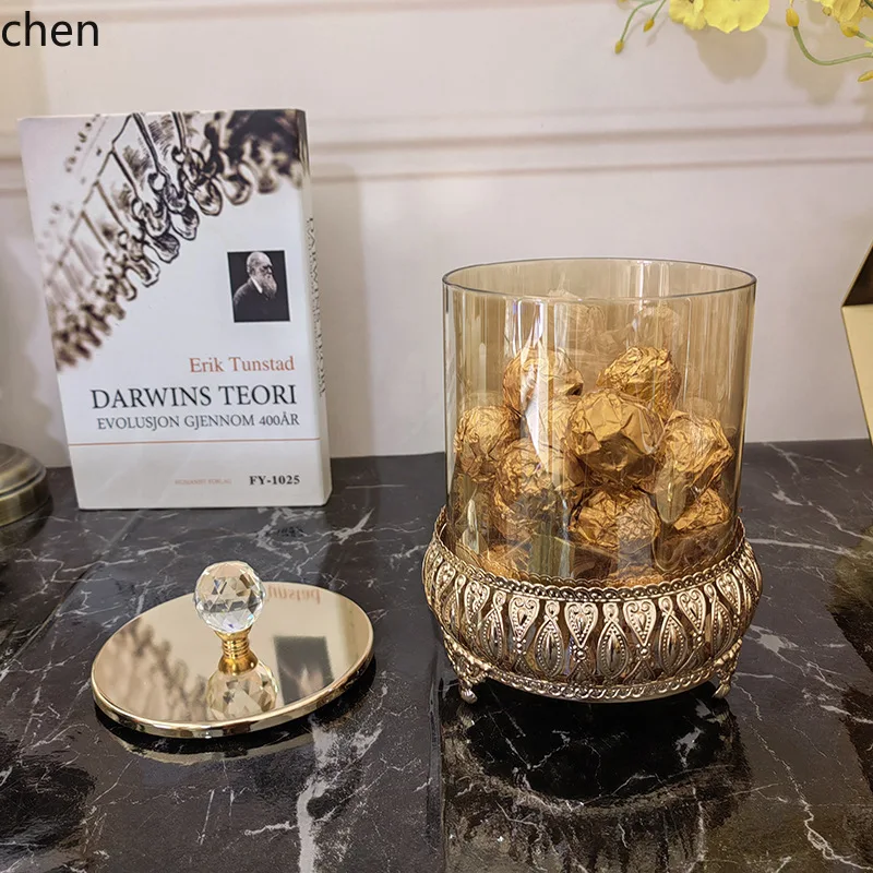 

YXY Glass Storage Jar Coffee Table Storage Candy Jar Crystal Decoration Ornament
