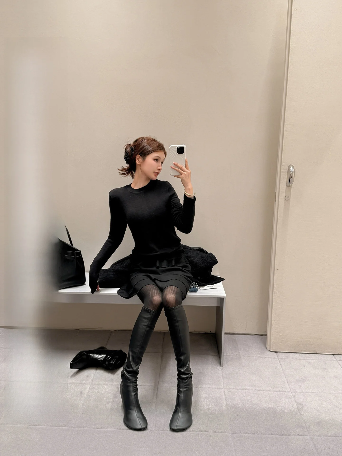 

Женская базовая футболка из чистой шерсти, осенне-зимняя новинка, универсальная однотонная модель с длинным рукавом и круглым вырезом