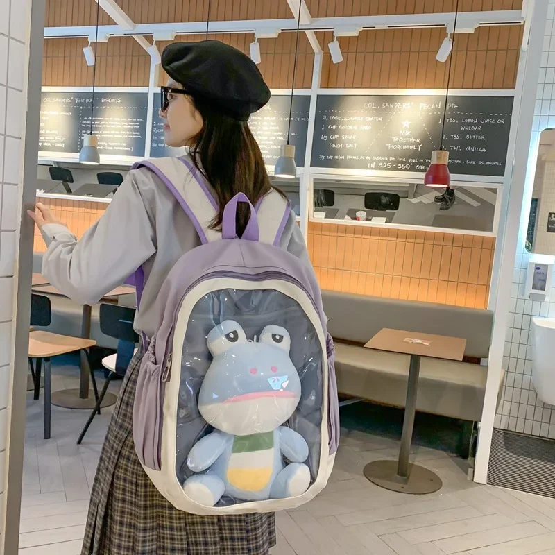 Zainetto ragazze Harajuku semplice trasparente borsa a tracolla giocattolo per bambini scuola primaria giovani studenti delle scuole medie indietro