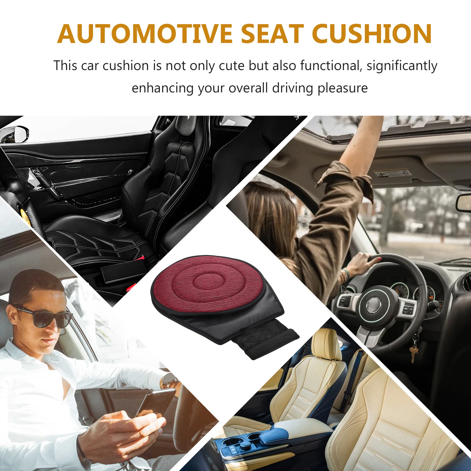 

360 Degree Rotating Car Seat Cushion Pleated Fabric Driving Pad for Home Vehicle All Seasons Multi Functional Comfortable