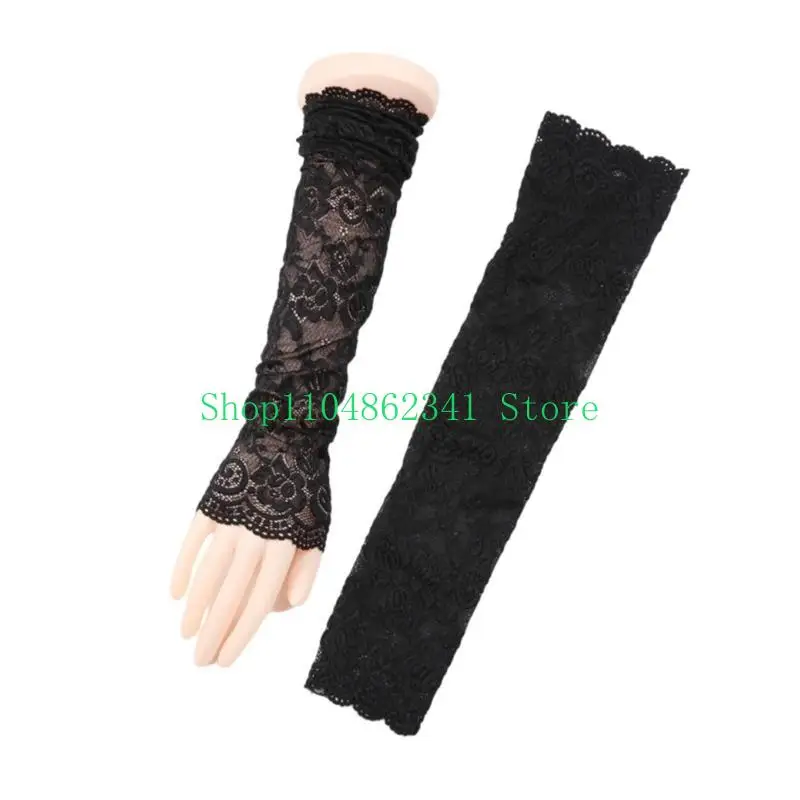 

652F Fashion Lace Sleeves Sweet Sunproof Lace Flower Arm Sleeves Decorative Armwear