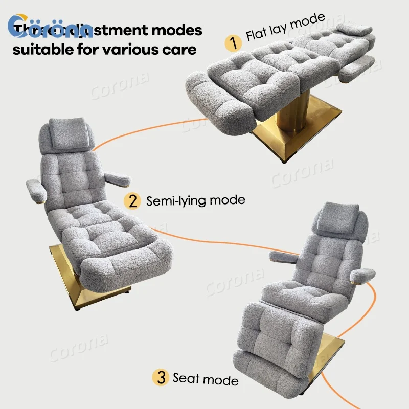 Luxury Reclining Facial Salon Bed with Armrests