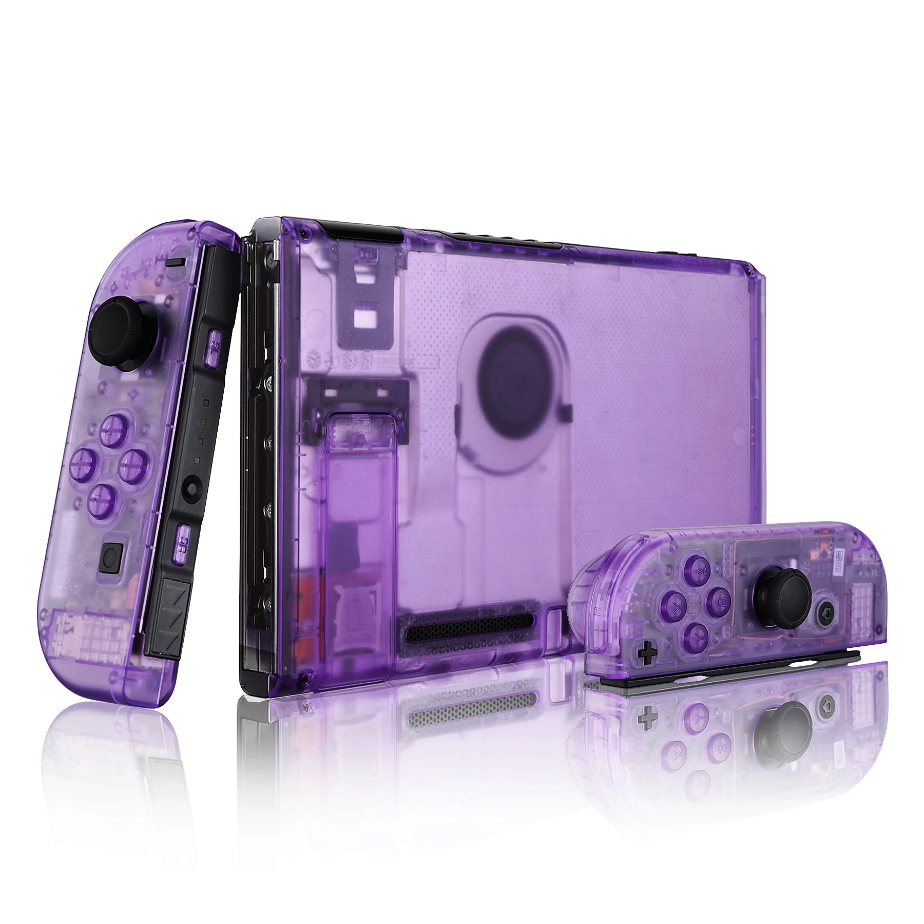 eXtremeRate Transparent Console Back Plate with Controller Housing Shell with Buttons for NS Switch Console & JoyCon