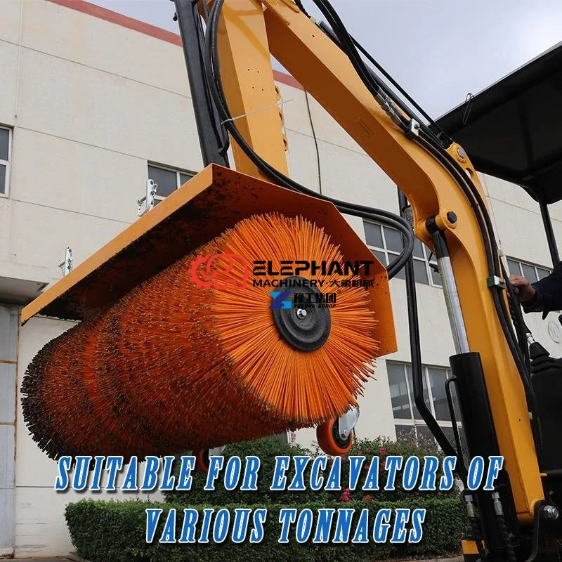 Excavator Mounted Snow Sweeper, Heavy Duty Road Parking Lot Snow Plow Attachment for Excavator Winter Snow Removal Cleaning