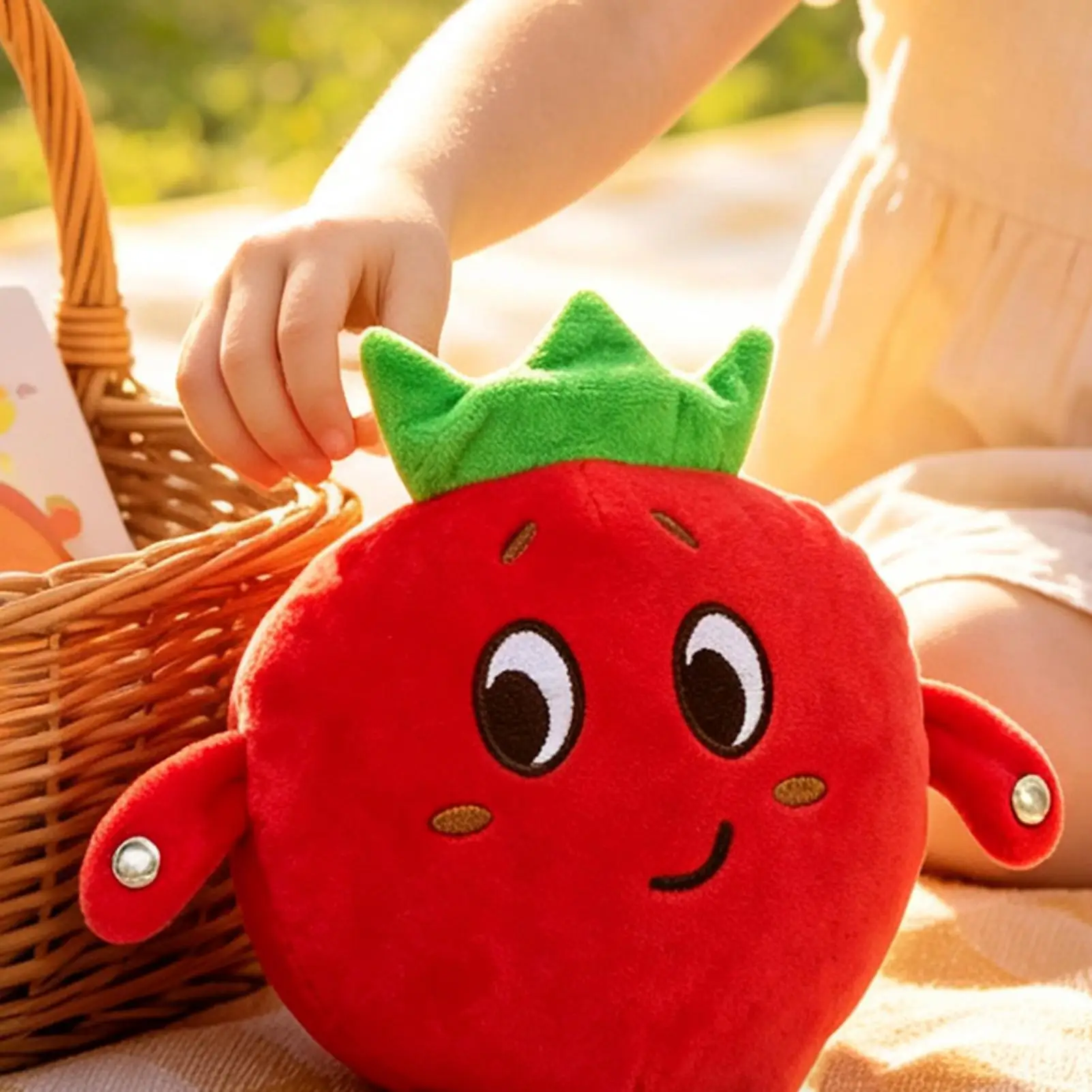 Strawberry Plush Sensory Toy Touch Activated Musical Soft Doll with Sounds Interactive Fruit-Shaped Learning Toy for Baby Toddle