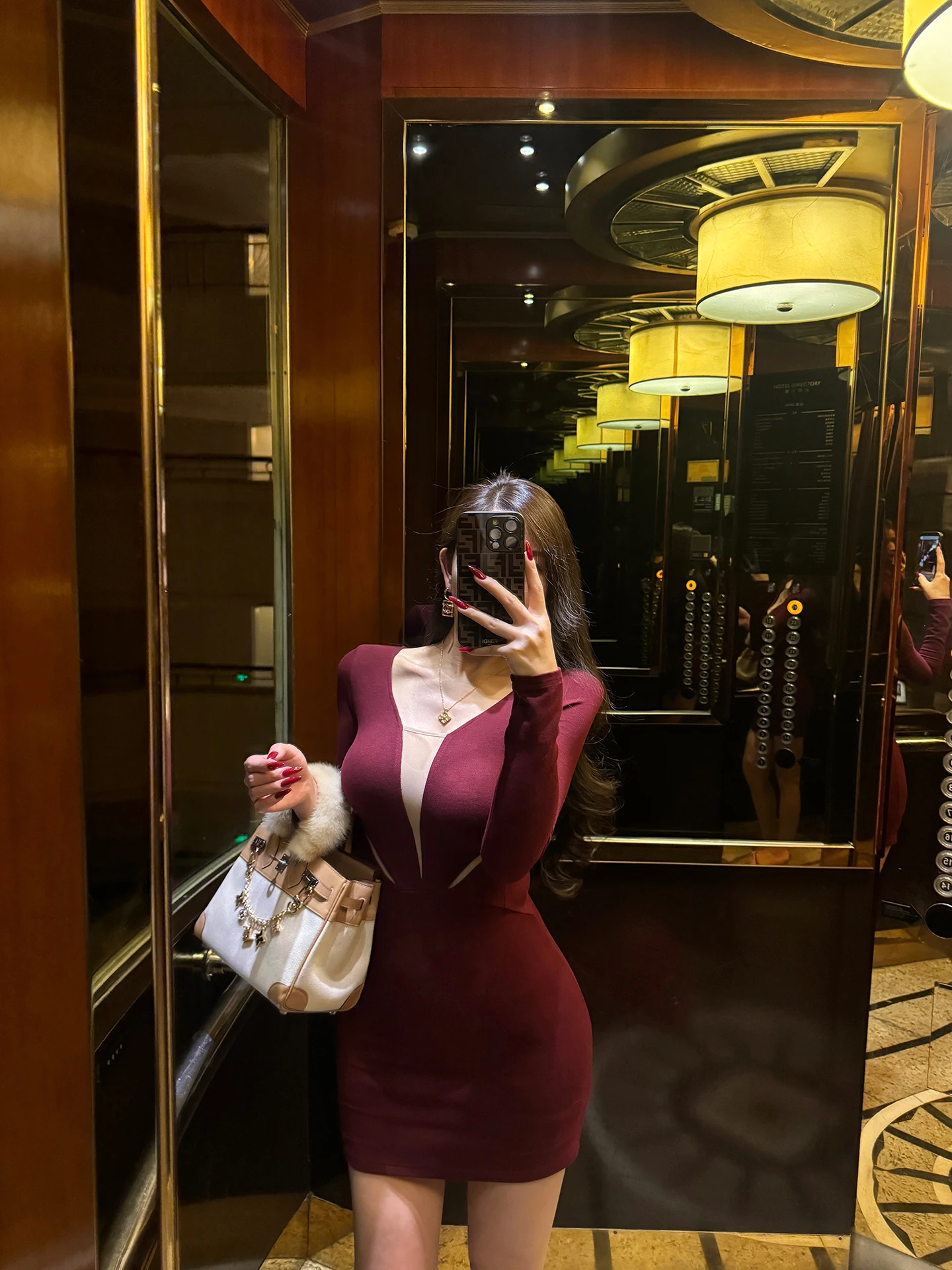 k Red Me Hollow out Slim Fit Dr Wang Jiujiu Long Sve Urban Commute Sle Asymmetrical Hemline Lady's Dr