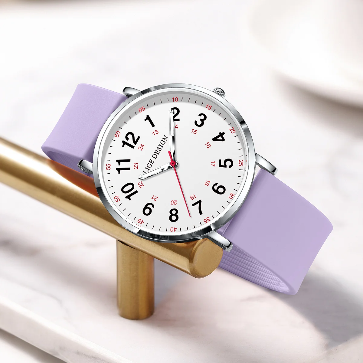 LIGE Woman Watches Fashion Casual Quartz Wristwatch for Women Brand Luxury Silicone Strap Ladies Watches Waterproof Simple Clock