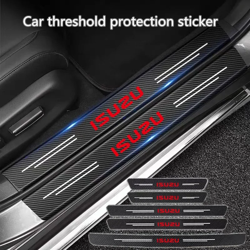 Carbon Fiber Pattern Threshold Sticker Car Door Sill Protector Strip for Isuzu D-MAX D MAX Dmax I II WFR VAN NFR ATV TROOPER