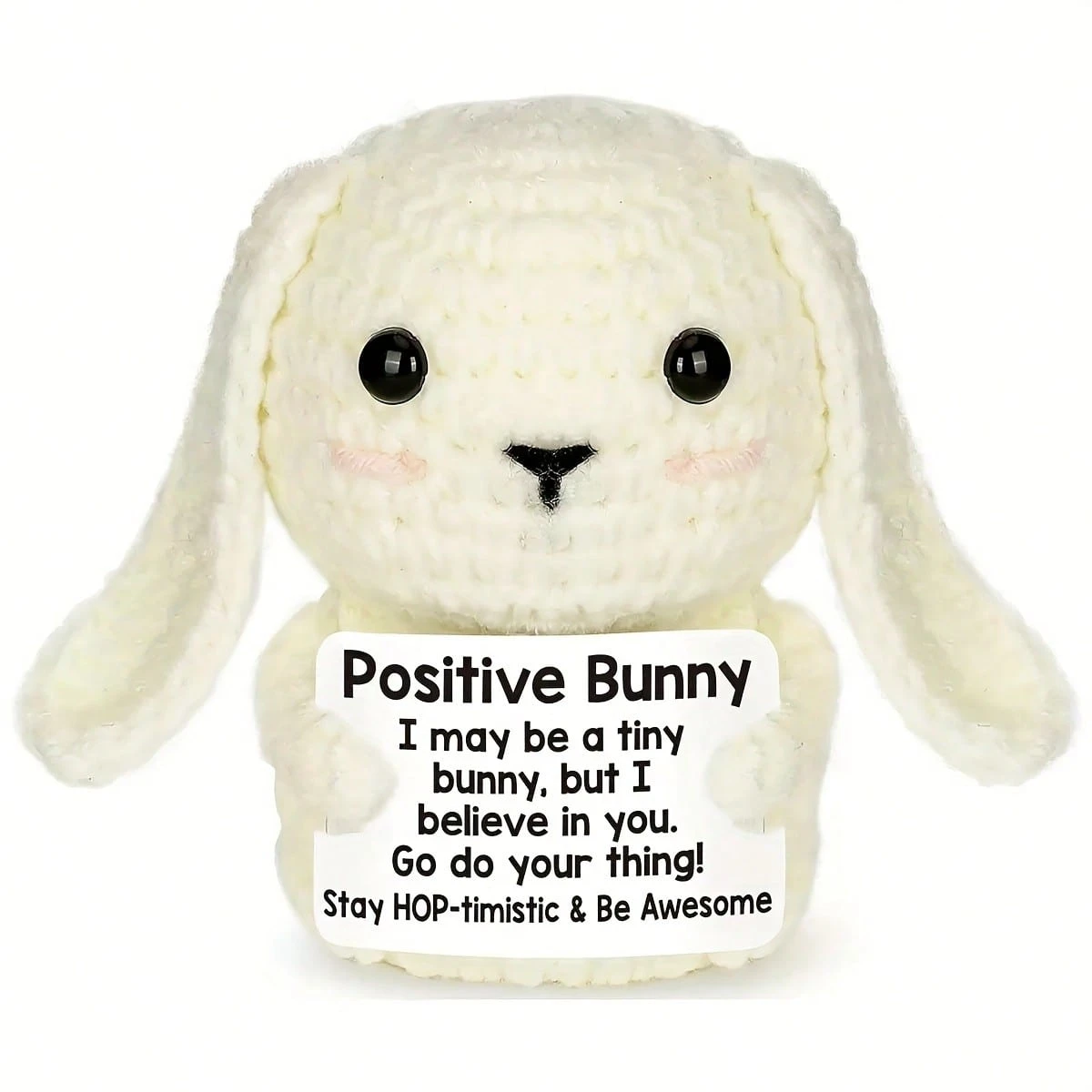 Mini Inspirational Crochet Animal Rabbit - Handmade Inspirational Gift, Suitable for Women, Men, Friends, Colleagues, Family, Birthday, Christmas, Easter Basket Gift, White Elephant Creative Gift