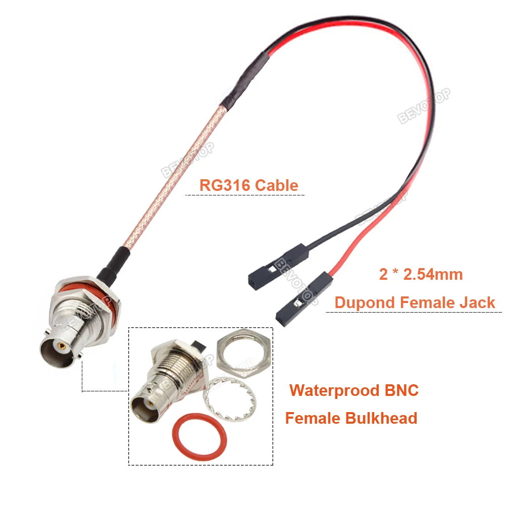 1 pz BNC a DuPont Line Q9 BNC spina maschio a Dual DuPont 2.54mm femmina Jack Test Extension RG316 10CM a 20M BEVOTOP Jumper