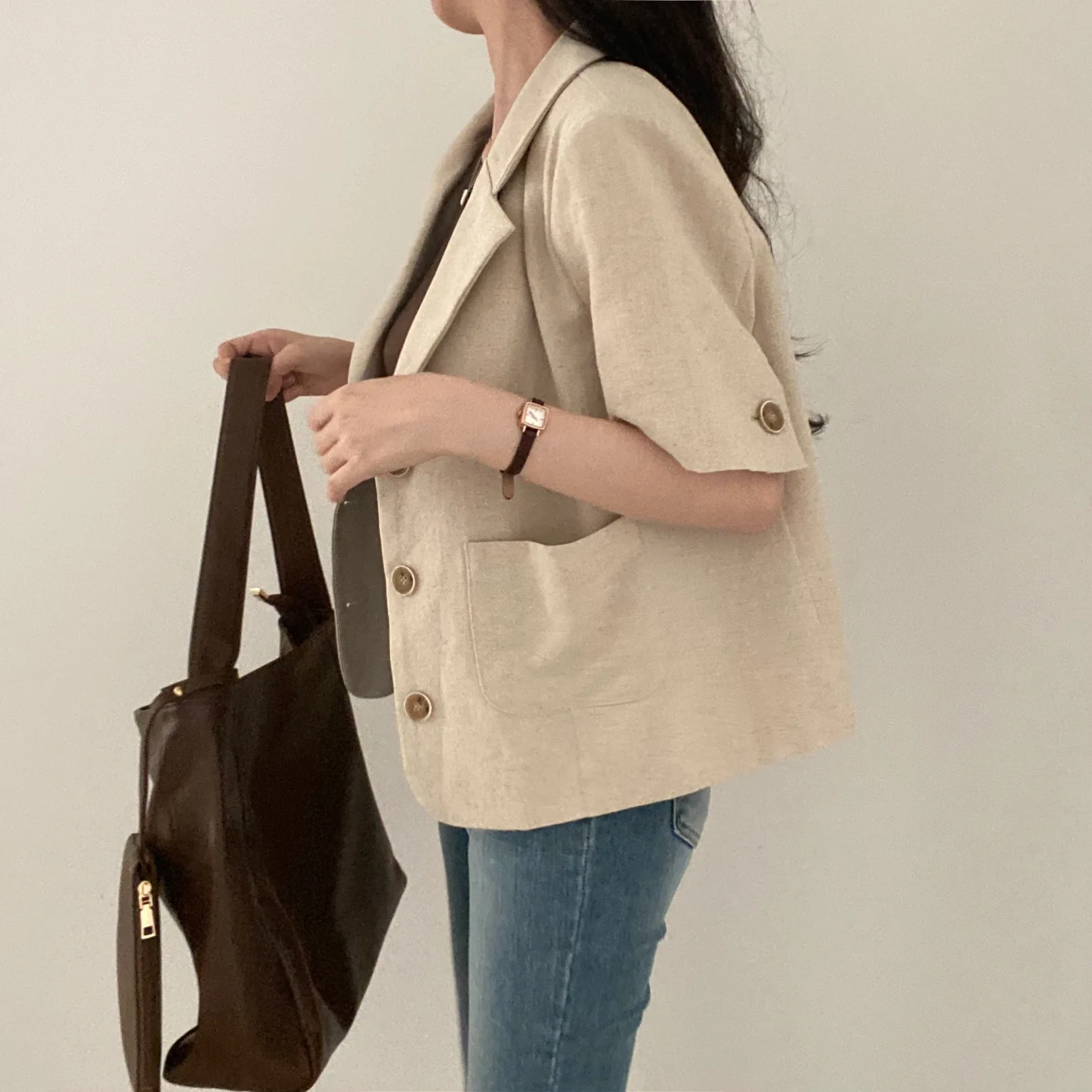 Women's Korean-style temperament thin short-sleeve blazer new for spring and summer petite size sui  salt-style outerwear top