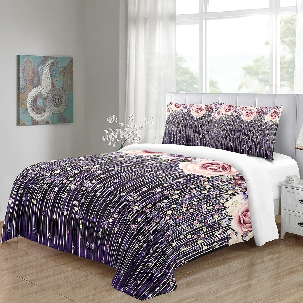 

Modern Wedding Pink Rose Series Grey King Queen Twin Full Bedding Sets Single Double Bed Duvet Cover Set and 2 pcs Pillow cover