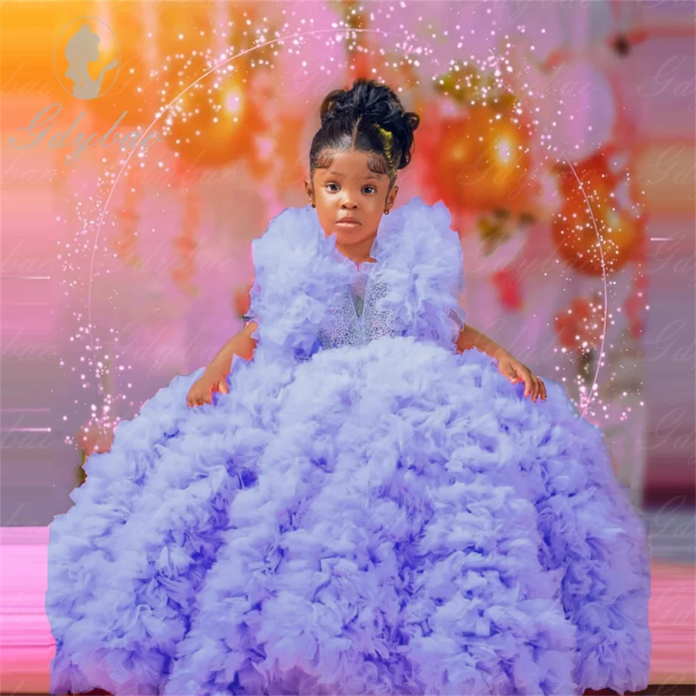 

Flower Girl Dresses Flower Girl Dresses Luxury Lavender For Wedding Ruffles Floral Toddler Pageant Gowns Tulle Ball Gown Kids Bi