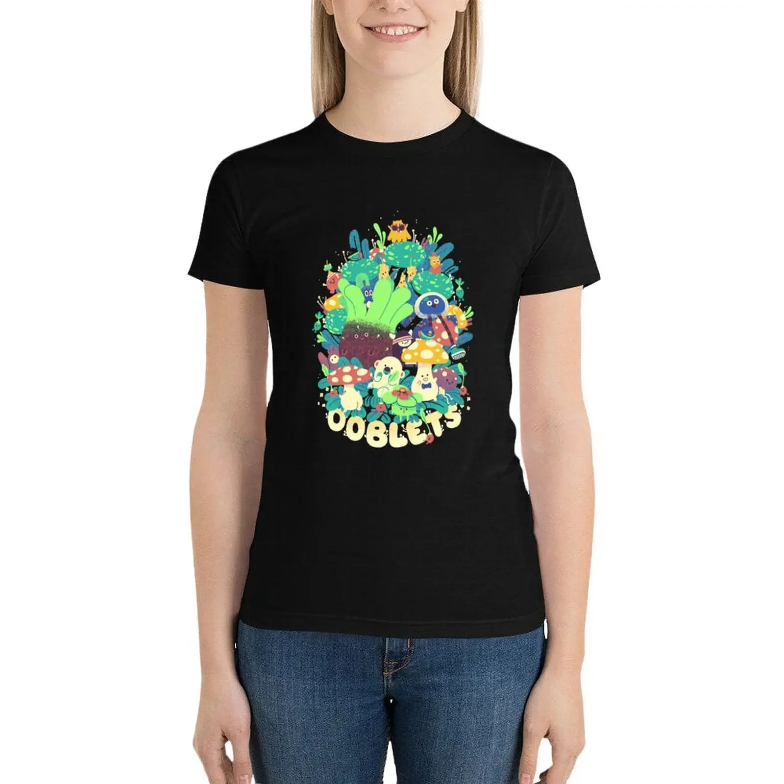 Ooblets Klasyczna koszulka hipisowska koszulka z nadrukiem zwierzęcym dla dziewczynek estetyczne ubrania bawełniane t-shirty damskie