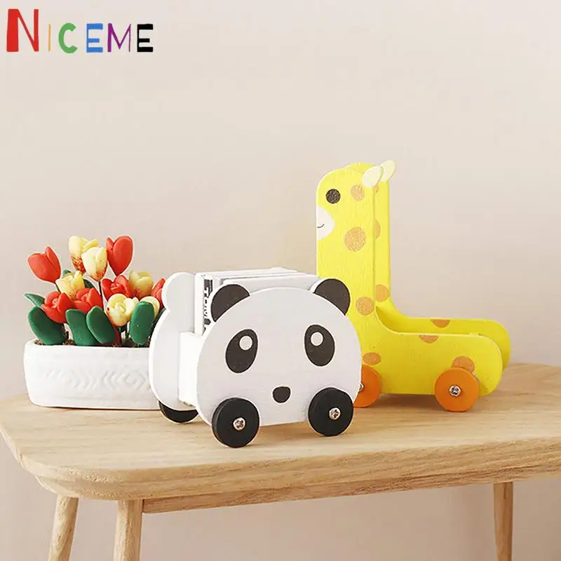 1PC 1:12 Dollhouse miniatura Panda Trolley giraffa Storage Rack modello mobili Decor Toy Doll House accessori