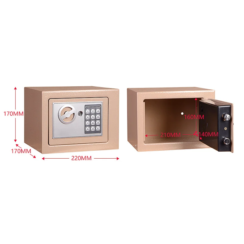 Digital Mini Steel Safe for Money, Small Household Safe, Password Key, Security Box, Mantenha o dinheiro de jóias e documentos