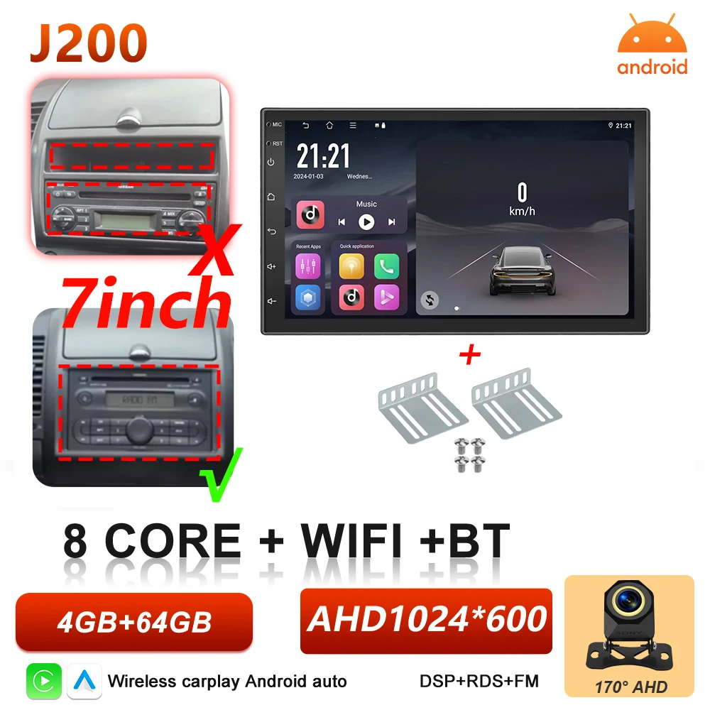 Android 16 Auto autoradio voor Nissan Note 2004 2005 2006 2007 2008 - 2012 Carplay multimediaspeler GPS navigatie DSP BT stereo